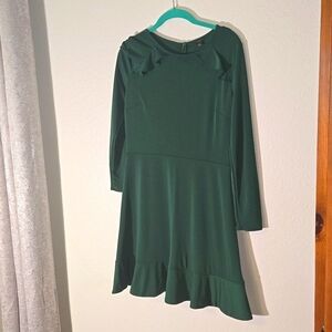 Ann Taylor Womens Kelly Green Ruffle Trim Flounce Hem Shift Dress Size 8P